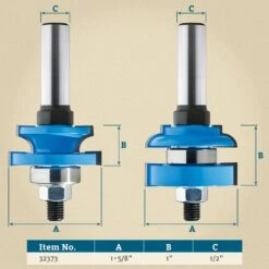 Rockler Round-Edge Matched Stile And Rail Router Bit Set - 1-5/8" Dia X 1" H X 1/2" Shank