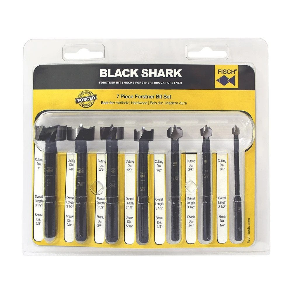 Fisch 7-Piece Black Shark Forstner Bit Set, Imperial 1 Fisch 7-Piece Black Shark Forstner Bit Set, Imperial